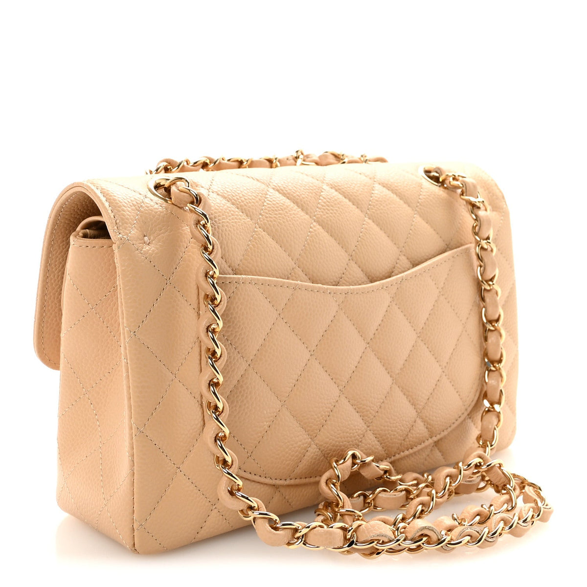 Caviar Quilted Small Double Flap Beige wholesalehk.shop