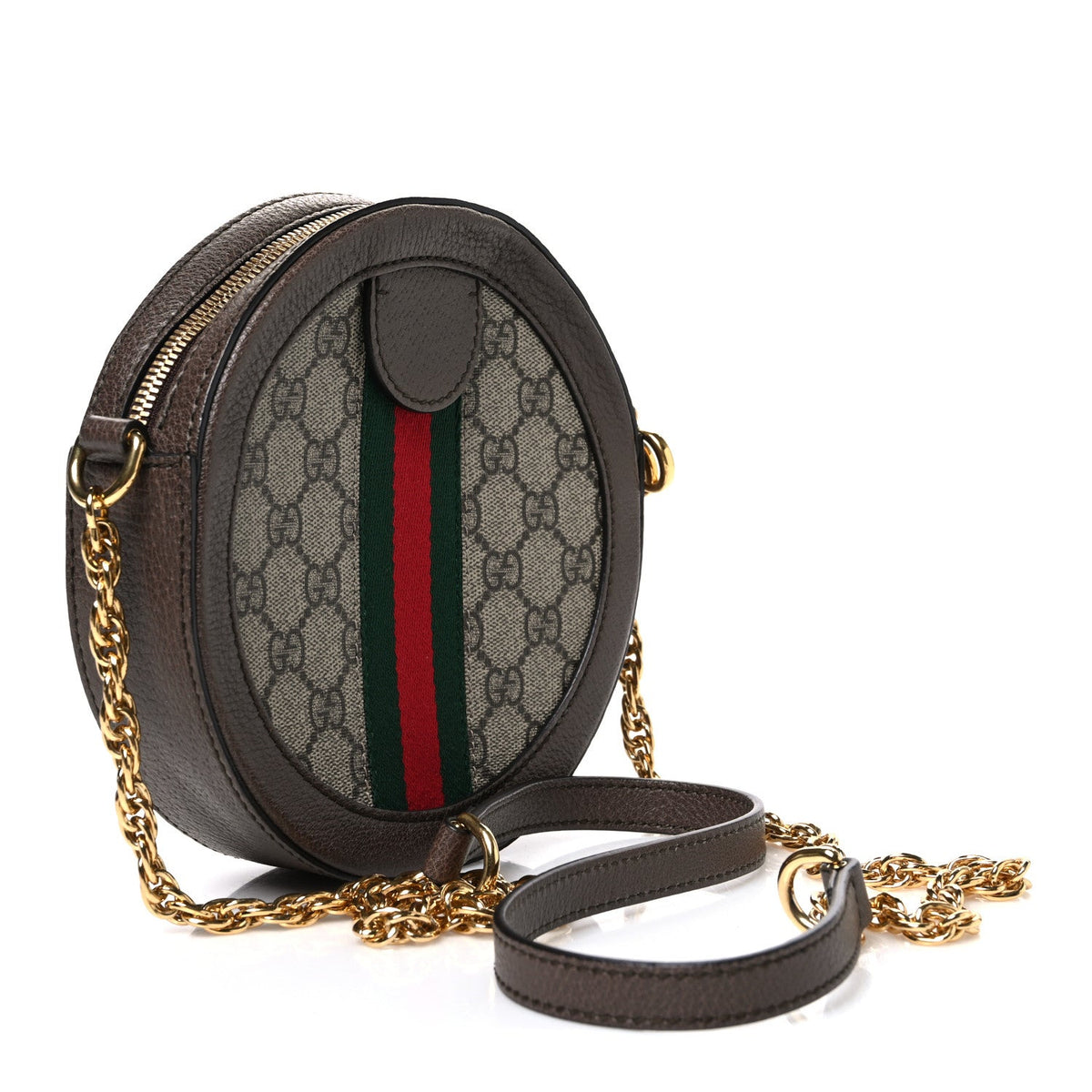 GG Supreme Monogram Web Mini Ophidia Round Shoulder Bag Brown wholesalehk.shop