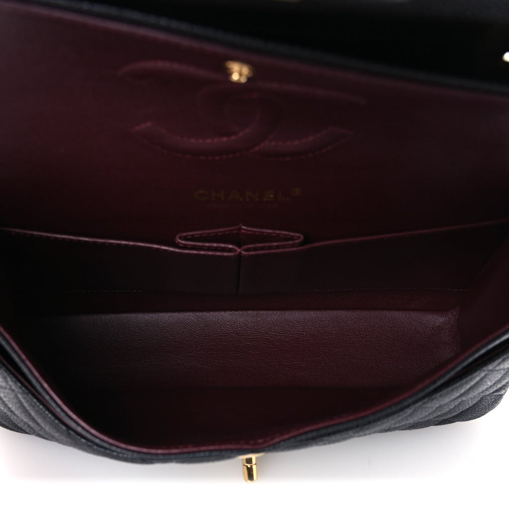 Caviar Quilted Medium Double Flap Black wholesalehk.shop