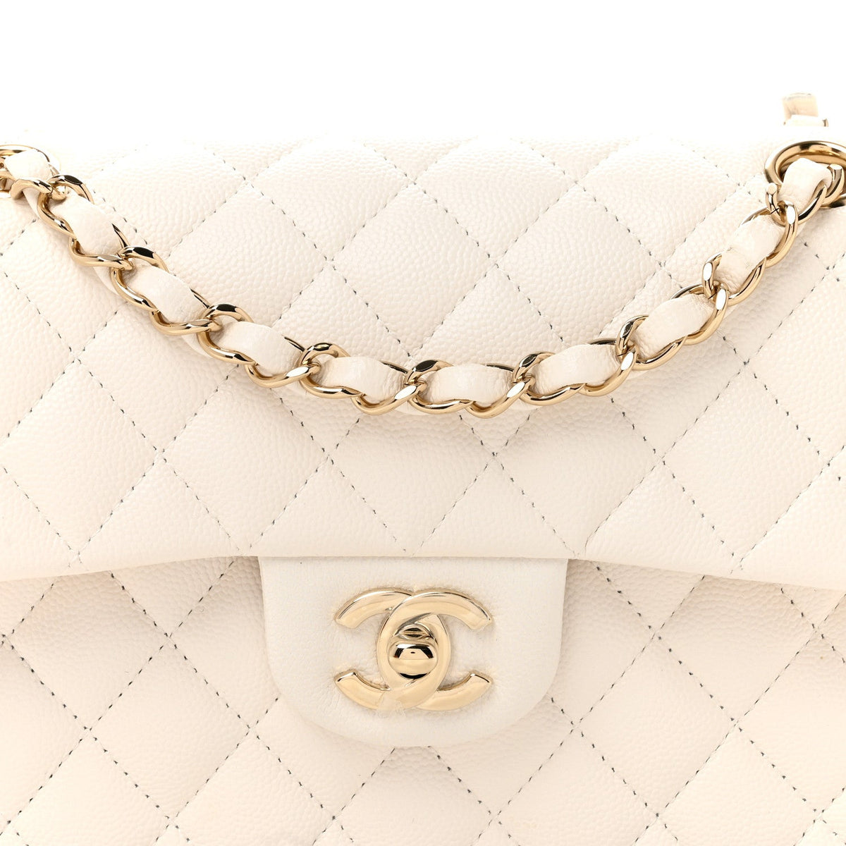 Caviar Quilted Small Double Flap White wholesalehk.shop
