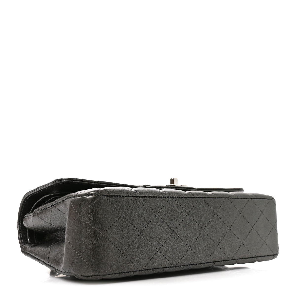 Metallic Lambskin Quilted Medium Double Flap Anthracite wholesalehk.shop