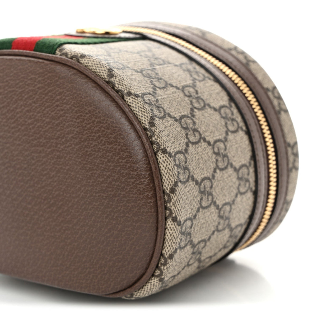 GG Supreme Monogram Textured Calfskin Web Ophidia Vanity Cosmetic Case Beige Ebony New Acero wholesalehk.shop