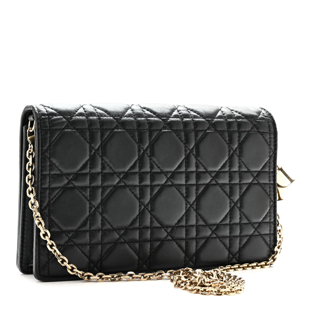 Lambskin Cannage Lady Dior Pouch Black wholesalehk.shop