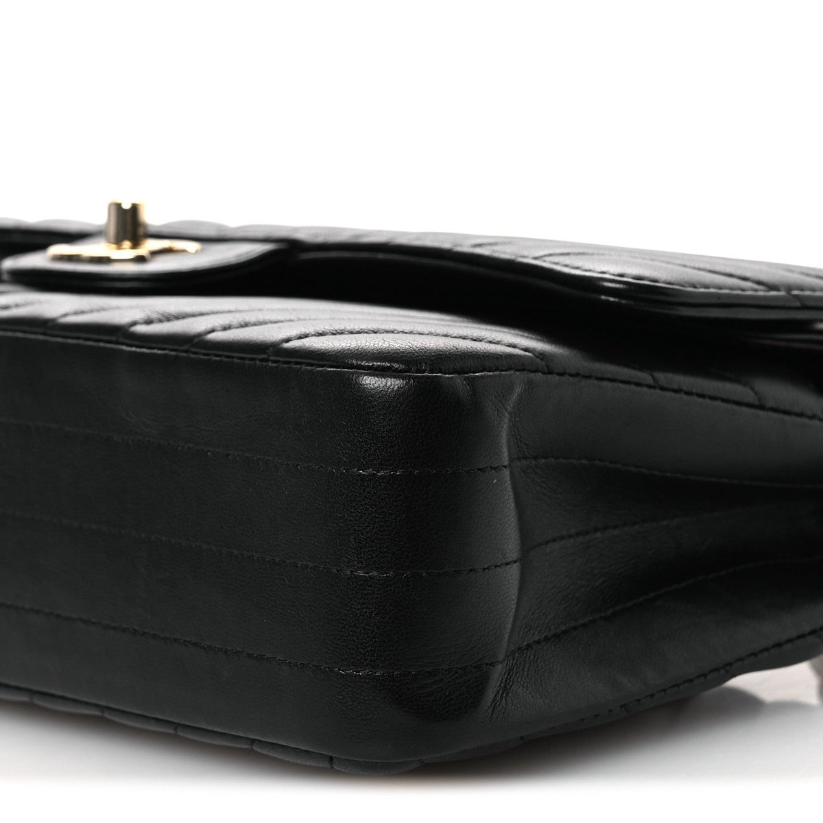 Lambskin Chevron Quilted Medium Double Flap Black wholesalehk.shop