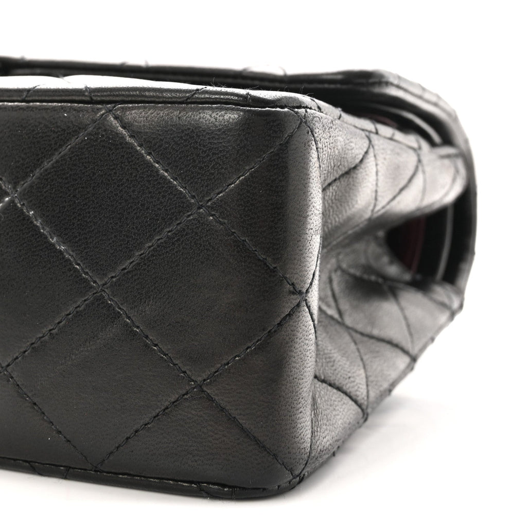 Lambskin Quilted Medium Double Flap Black wholesalehk.shop