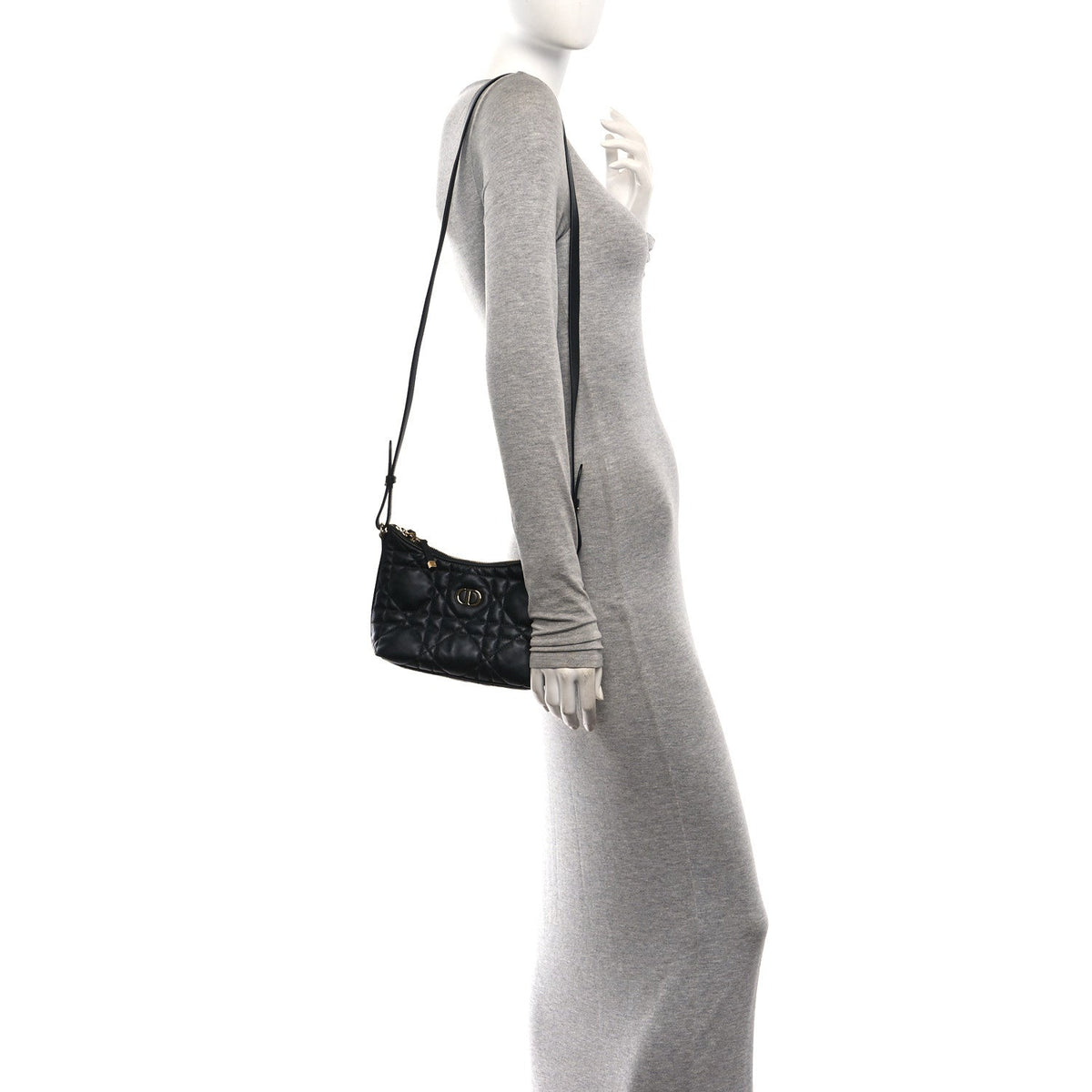 Calfskin Macrocannage Miss Caro Diorling Mini Bag with Chain Black wholesalehk.shop
