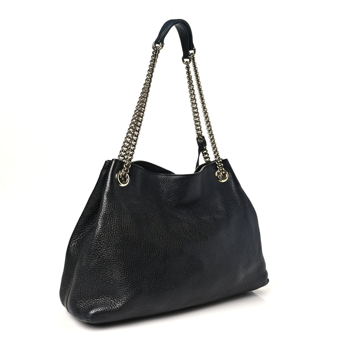 Pebbled Calfskin Medium Soho Chain Shoulder Bag Black wholesalehk.shop