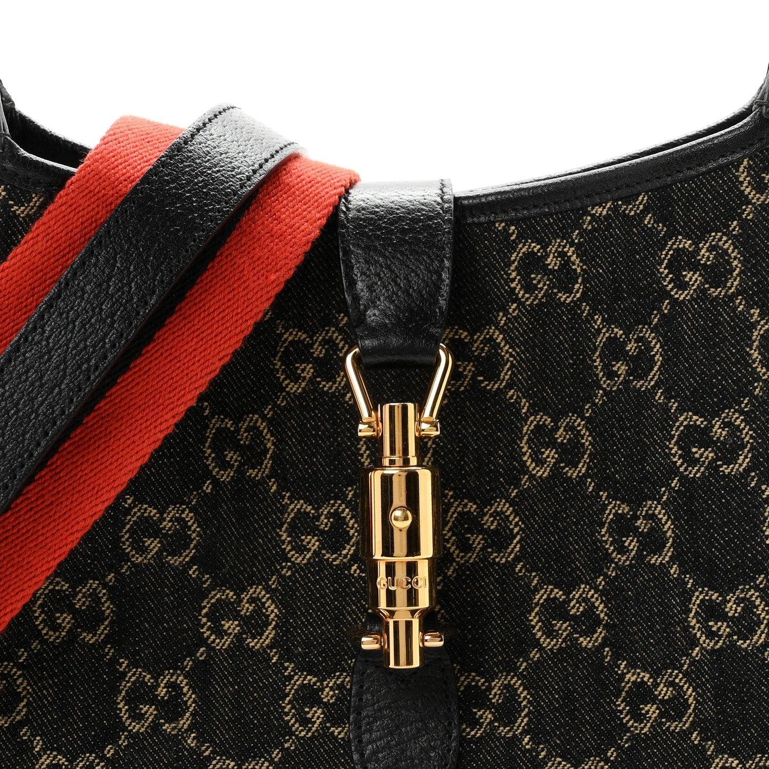 Jacquard Denim GG Monogram Small Jackie 1961 Hobo Black Ivory £¨ Direct shipment via from wholesalehk.shop