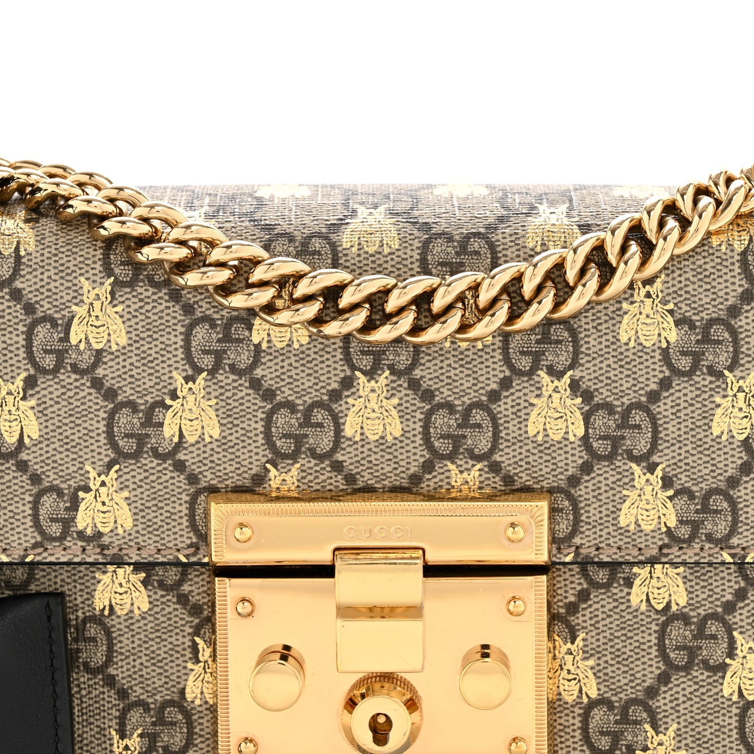GG Supreme Monogram Bees Small Padlock Shoulder Bag Black £¨ Direct shipment via from wholesalehk.shop