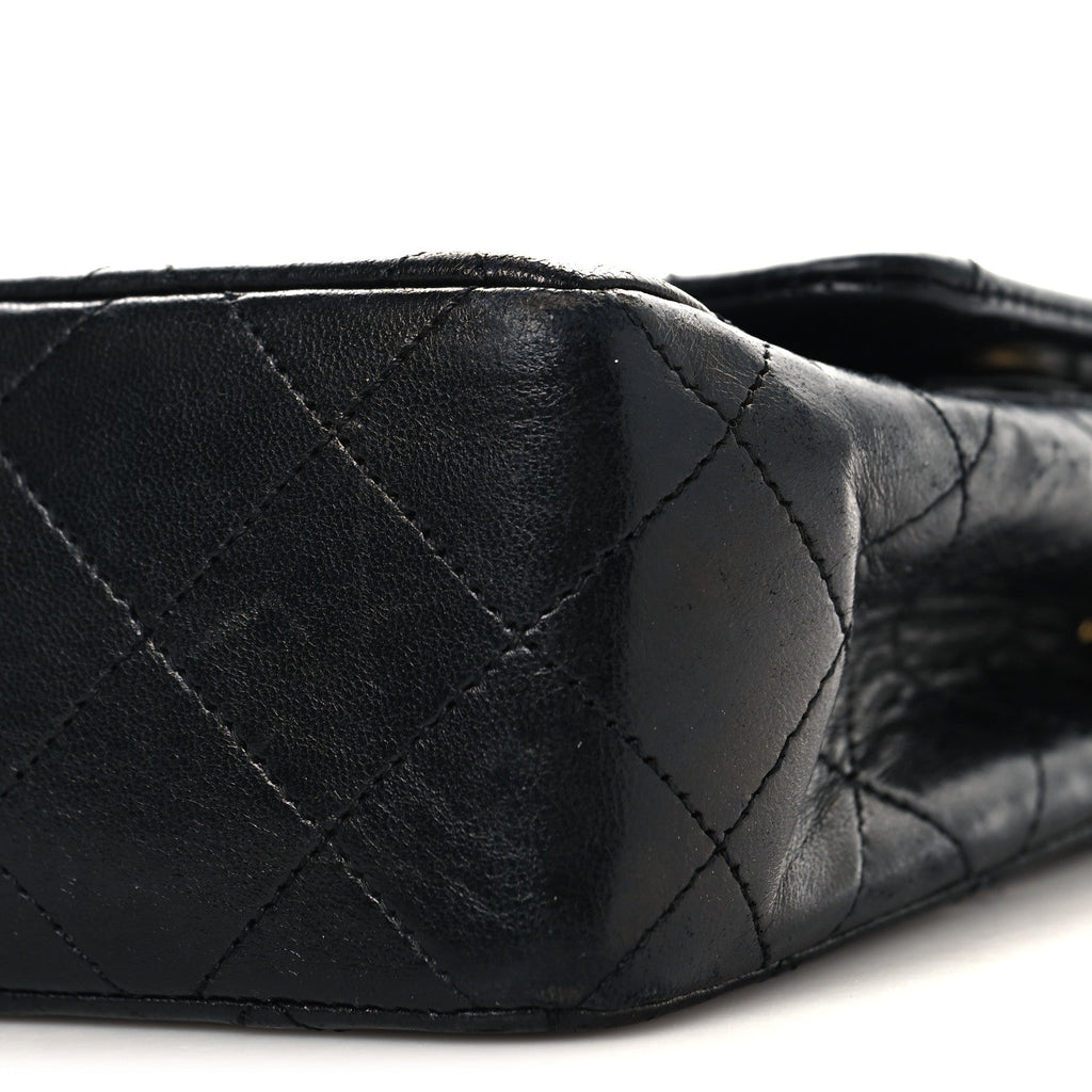 Lambskin Quilted Small Double Flap Black wholesalehk.shop