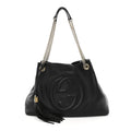 Pebbled Calfskin Medium Soho Chain Shoulder Bag Black wholesalehk.shop
