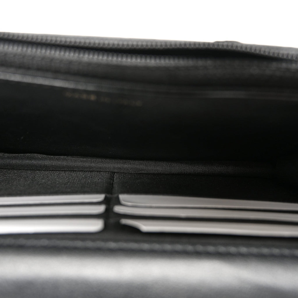 Calfskin Elaphe Double Chevron Mini Wallet On Chain WOC Black Black wholesalehk.shop