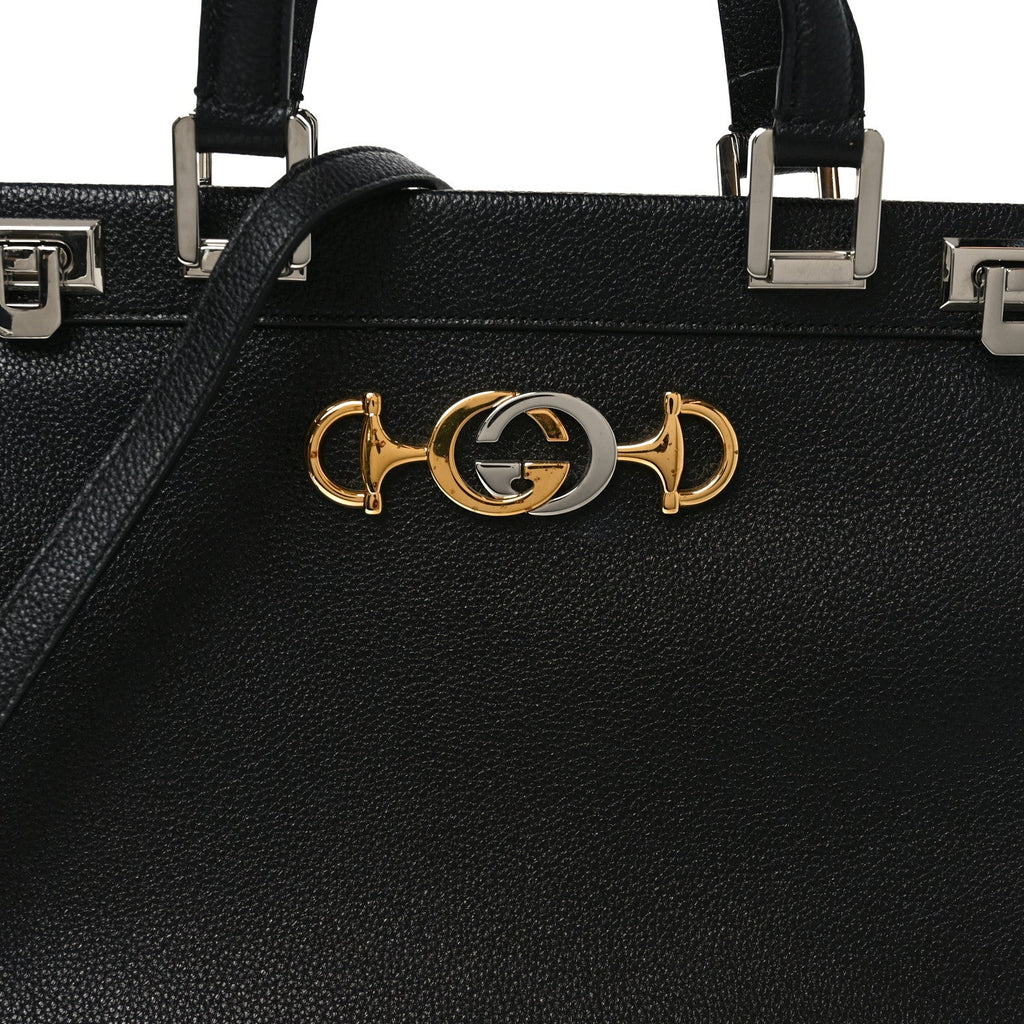 Grainy Calfskin Medium Zumi Top Handle Bag Black wholesalehk.shop