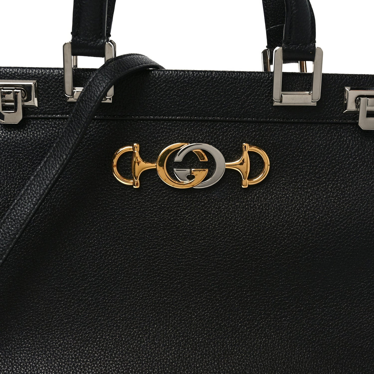 Grainy Calfskin Medium Zumi Top Handle Bag Black wholesalehk.shop
