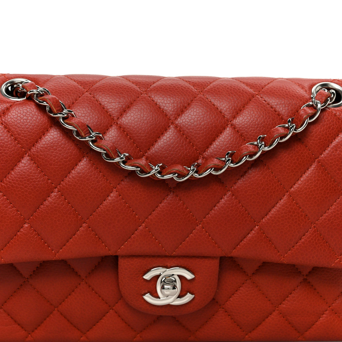 Caviar Quilted Medium Double Flap Red wholesalehk.shop