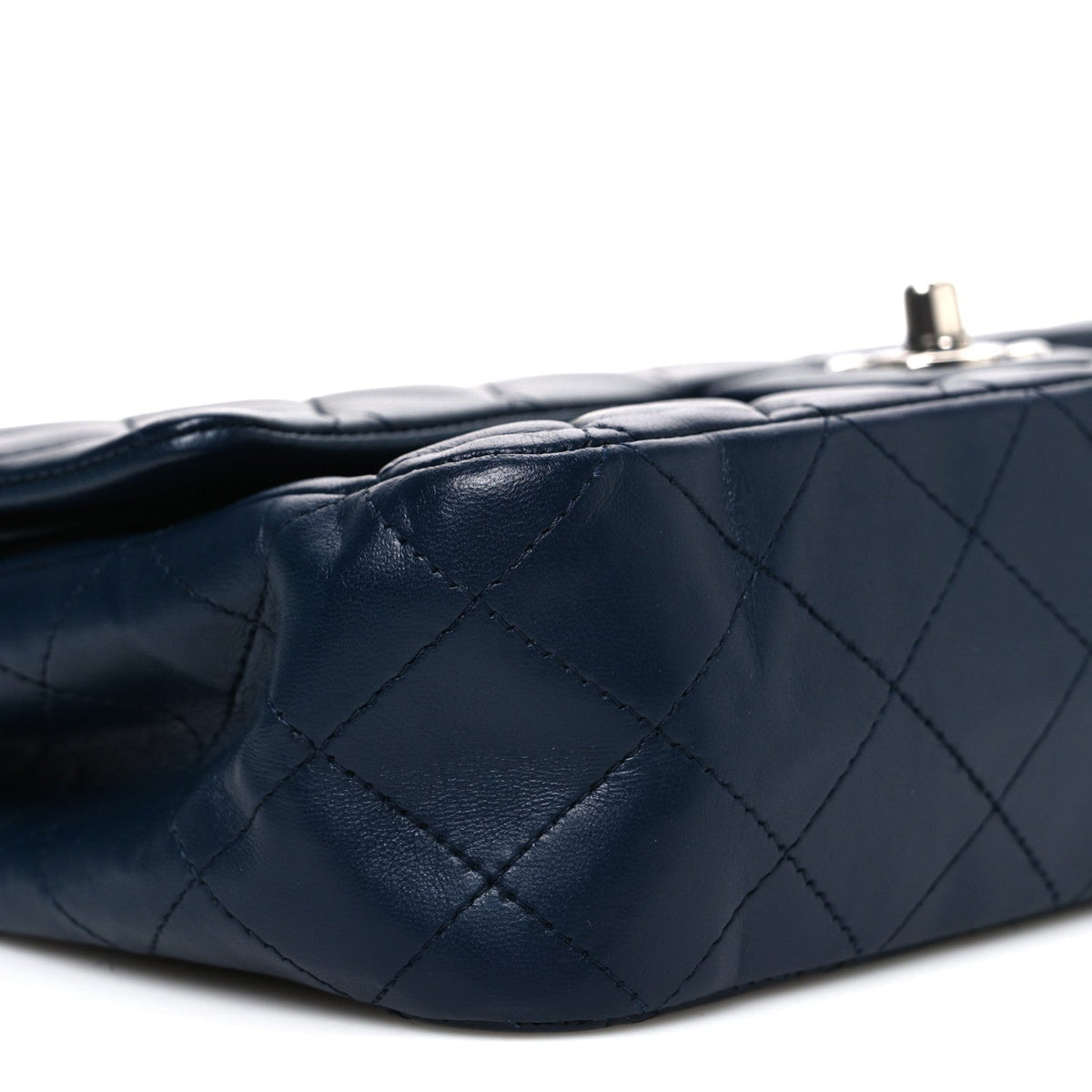 Lambskin Quilted Medium Double Flap Navy wholesalehk.shop
