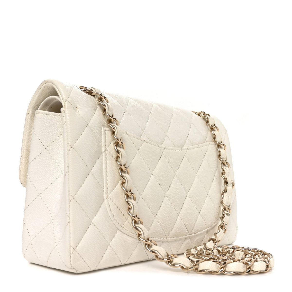 Caviar Quilted Small Double Flap White wholesalehk.shop