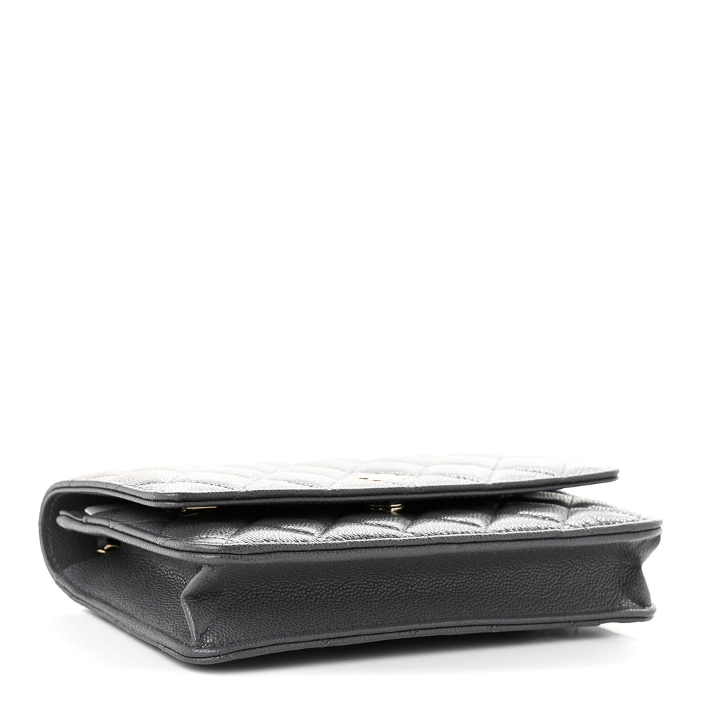 Caviar Quilted Wallet on Chain WOC Grey wholesalehk.shop
