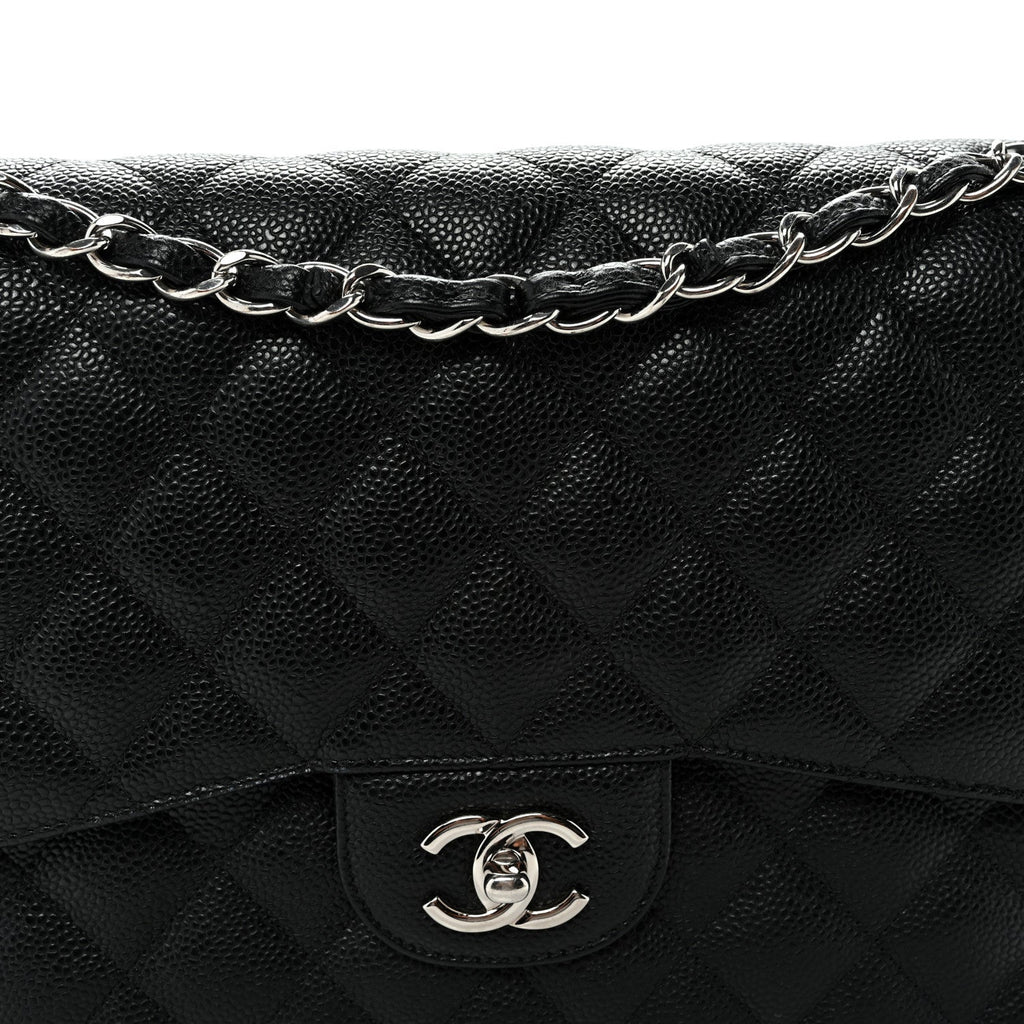 Caviar Quilted Jumbo Double Flap Black wholesalehk.shop