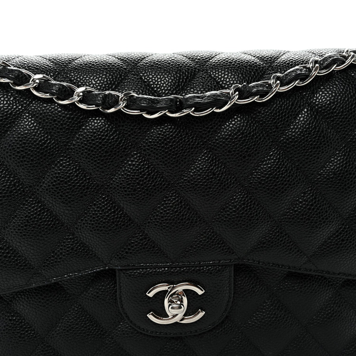 Caviar Quilted Jumbo Double Flap Black wholesalehk.shop