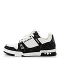 Calfskin Embossed Monogram Denim Mens LV Trainer Sneakers 10 Black £¨ Direct shipment via from wholesalehk.shop