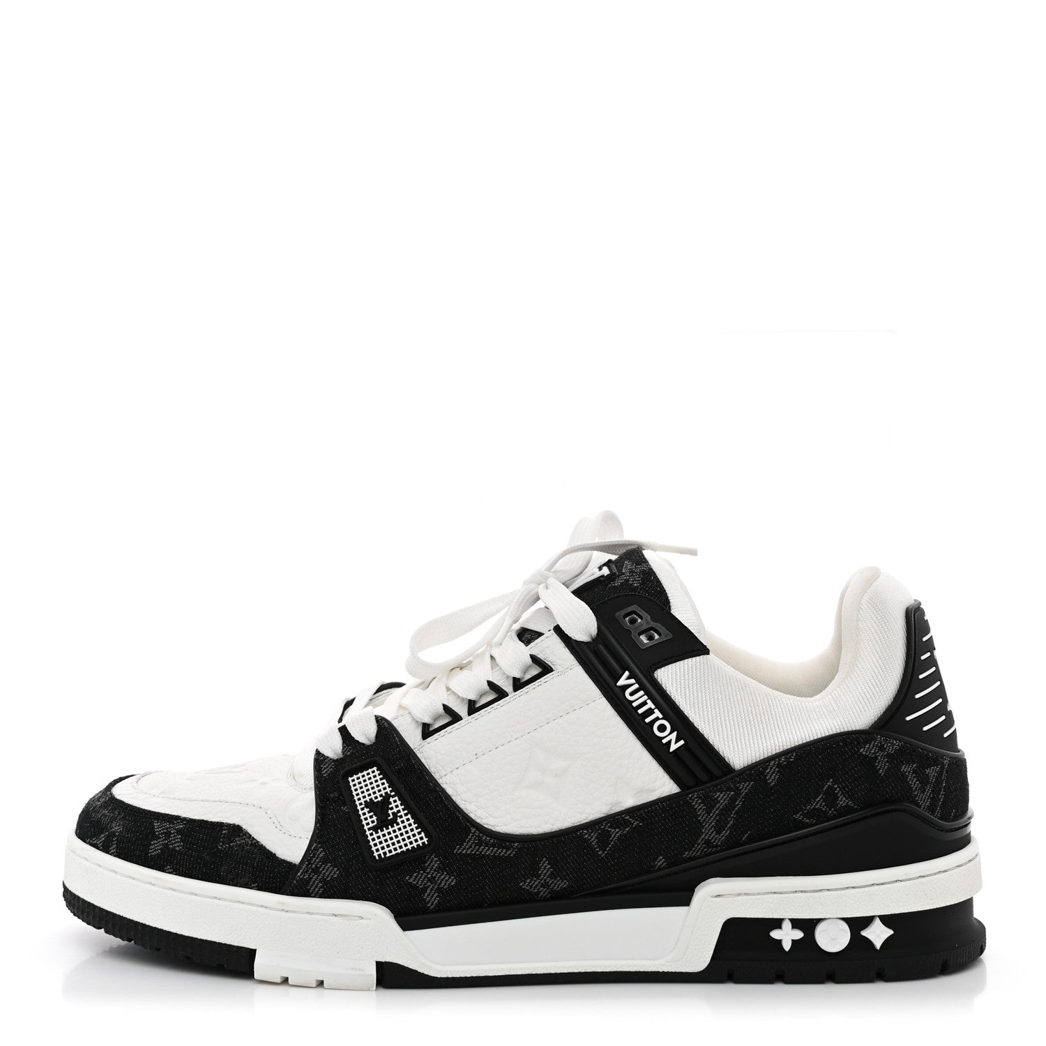 Calfskin Embossed Monogram Denim Mens LV Trainer Sneakers 10 Black £¨ Direct shipment via from wholesalehk.shop