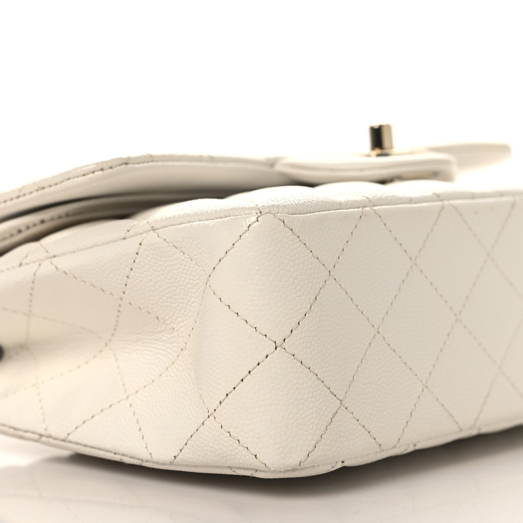 Caviar Quilted Small Double Flap White wholesalehk.shop