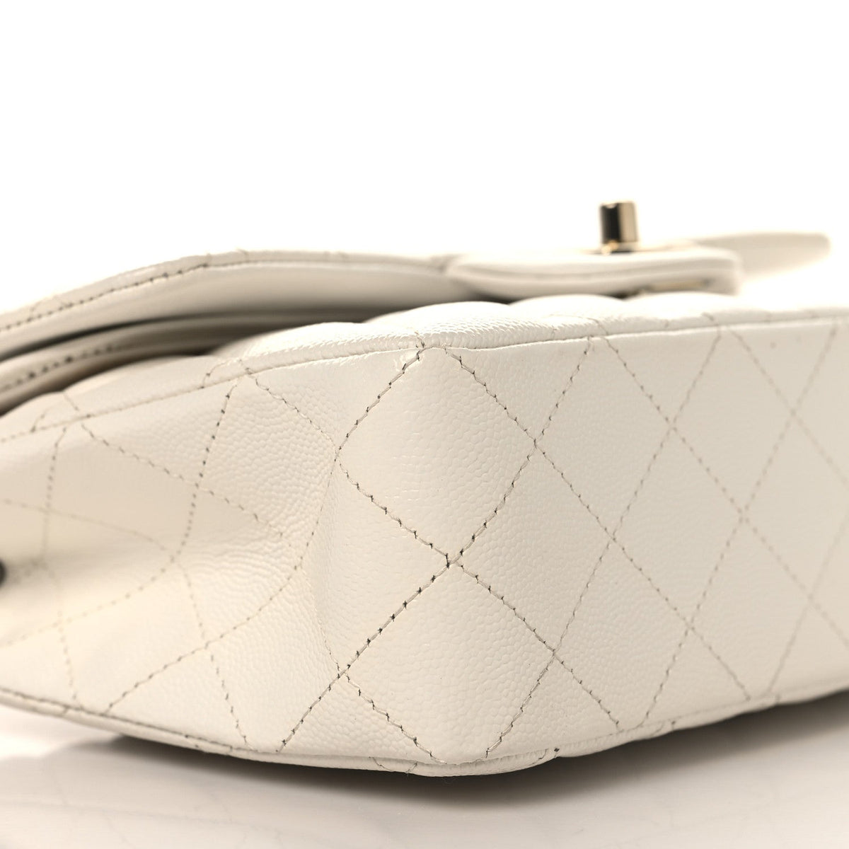 Caviar Quilted Small Double Flap White wholesalehk.shop