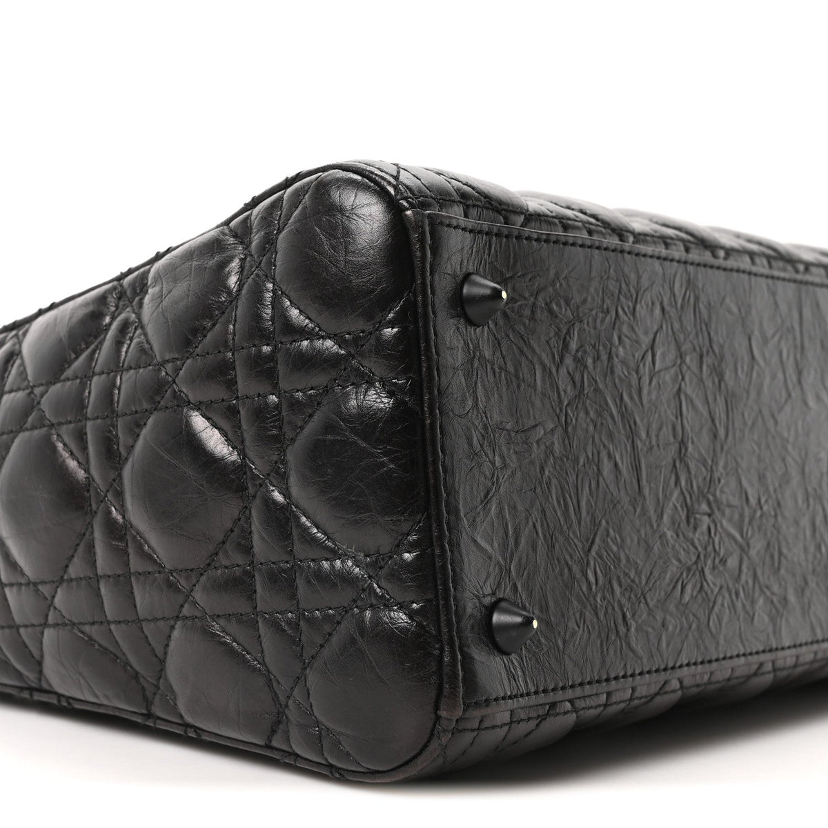 Crinkled Calfskin Cannage Medium Lady Dior Black wholesalehk.shop