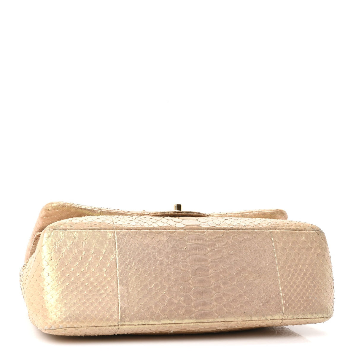 Metallic Snakeskin Jumbo Double Flap Light Beige wholesalehk.shop