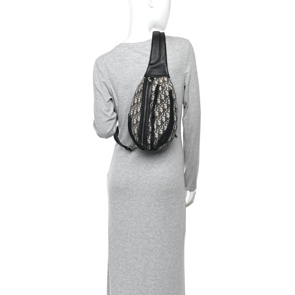 Grained Calfskin Oblique Scarab Sling Bag Blue Black wholesalehk.shop