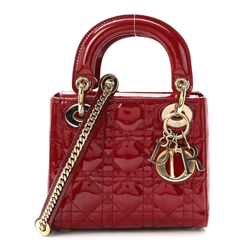 Patent Cannage Mini Lady Dior Red wholesalehk.shop