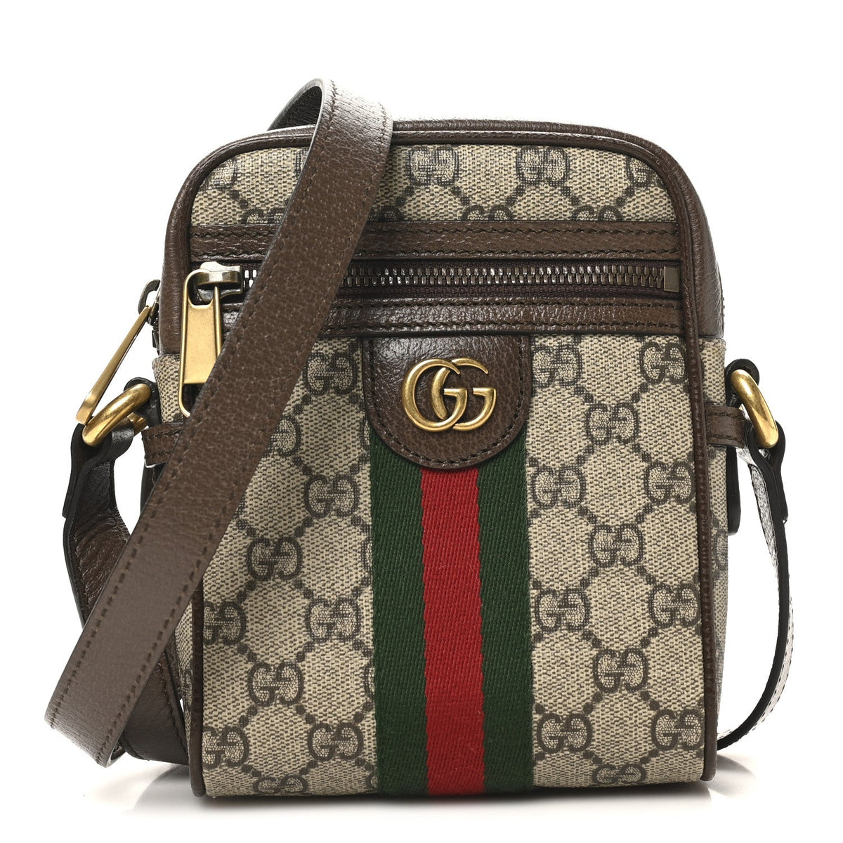 GG Supreme Monogram Web Mini Ophidia Messenger Brown wholesalehk.shop