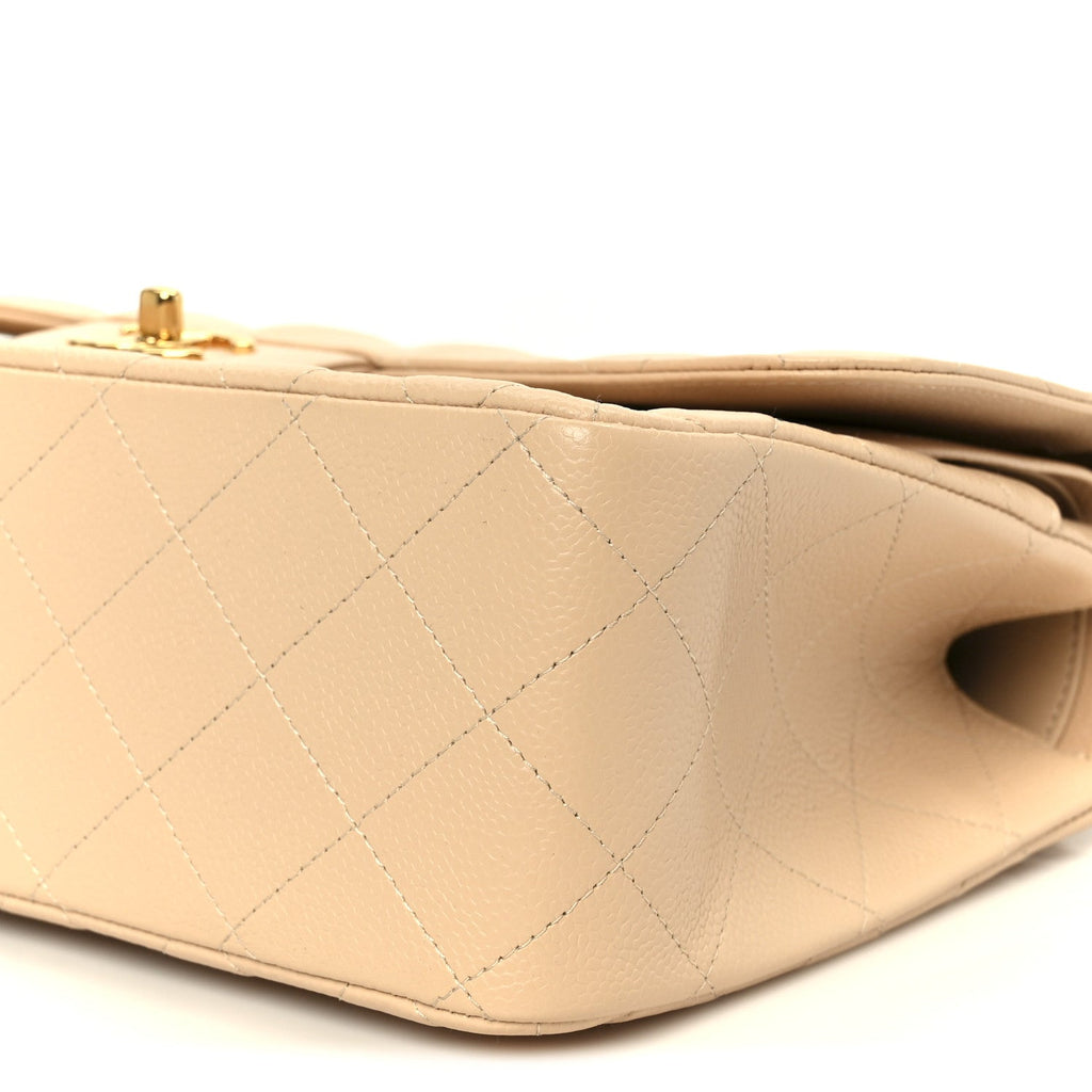 Caviar Quilted Jumbo Double Flap Beige wholesalehk.shop