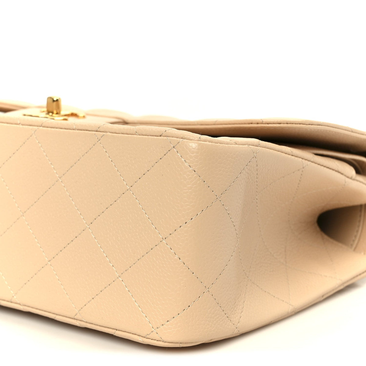 Caviar Quilted Jumbo Double Flap Beige wholesalehk.shop