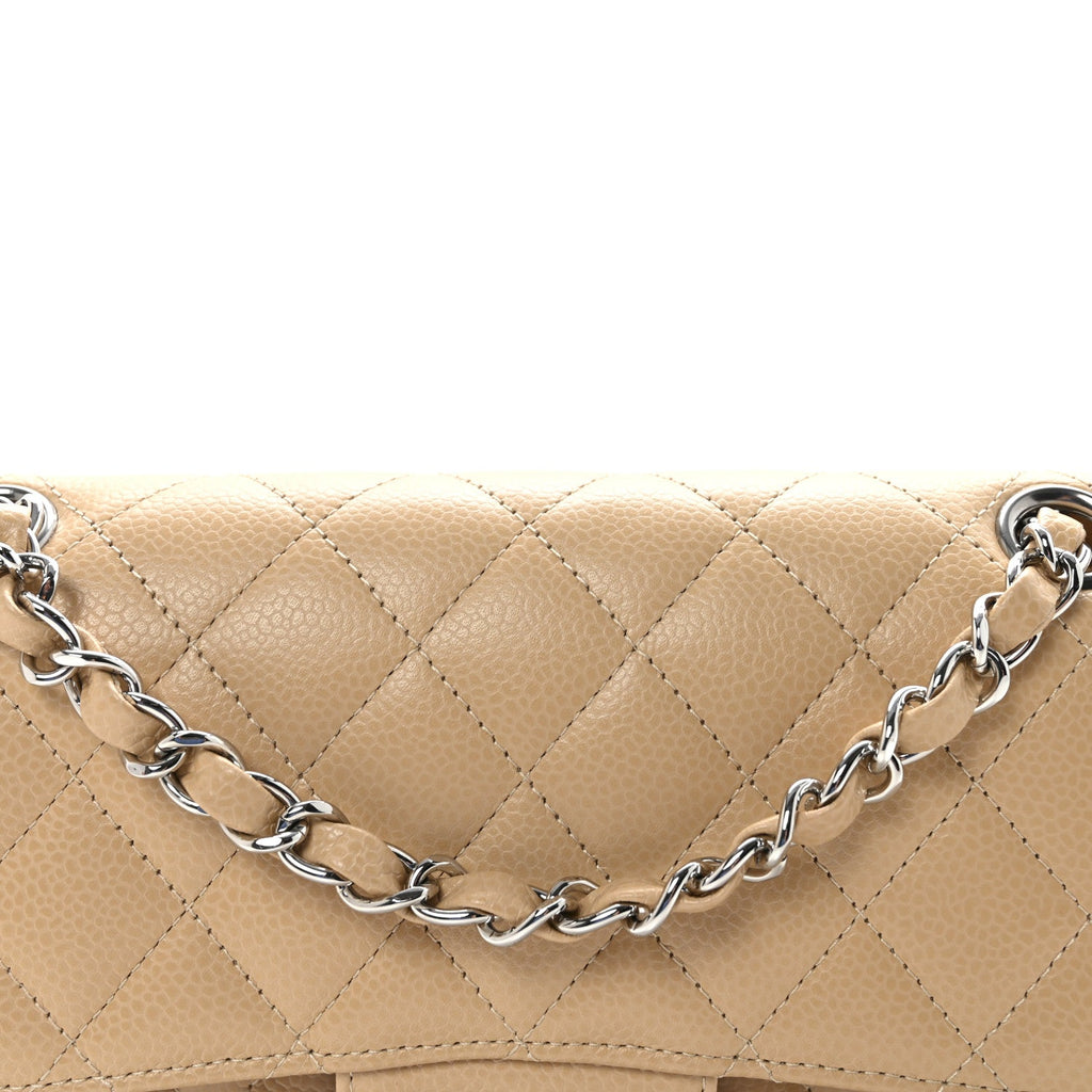 Caviar Quilted Small Double Flap Beige wholesalehk.shop