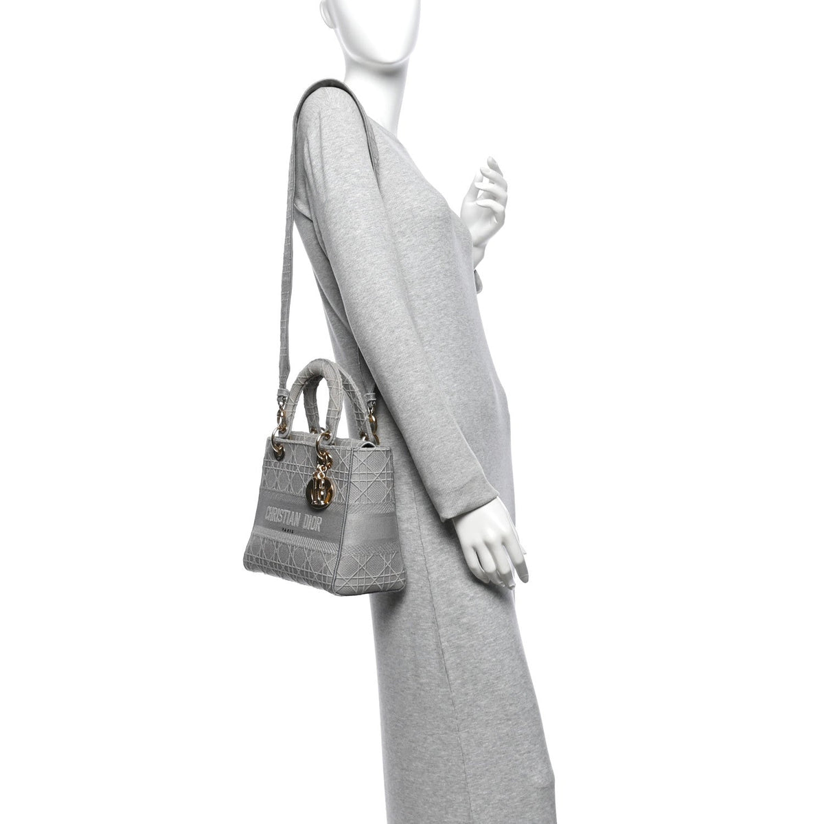 Canvas Embroidered Cannage Medium Lady D-Lite Gray wholesalehk.shop