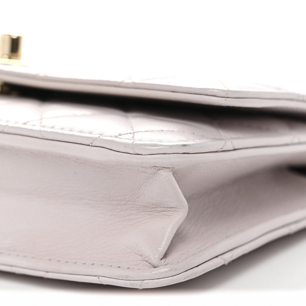 Lambskin Quilted Trendy CC Wallet On Chain WOC Lilac wholesalehk.shop