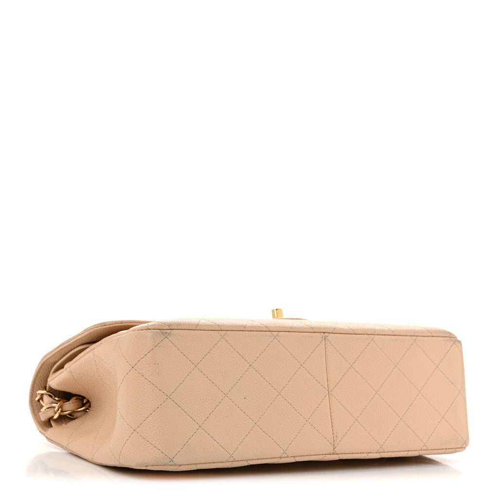 Caviar Quilted Jumbo Double Flap Beige Clair wholesalehk.shop
