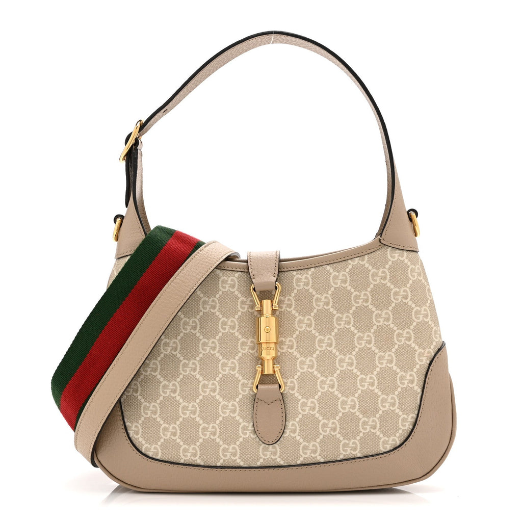 GG Supreme Monogram Textured Dollar Calfskin Web Small Jackie 1961 Hobo Beige Mystic White Oatmeal £¨ Direct shipment via from wholesalehk.shop