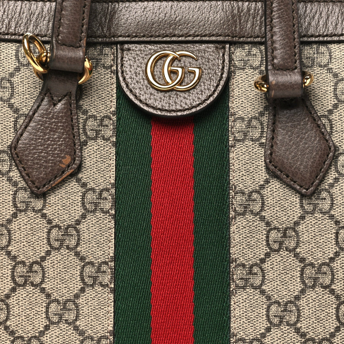 GG Supreme Monogram Small Ophidia Tote Bag Brown wholesalehk.shop