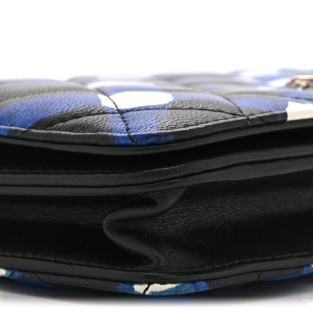 Printed Lambskin Airlines Wallet On Chain WOC White Blue Black wholesalehk.shop