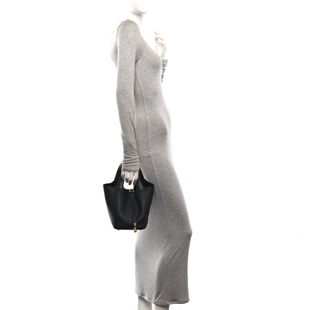 Taurillon Clemence Picotin Lock 18 PM Black £¨ Direct shipment via from wholesalehk.shop