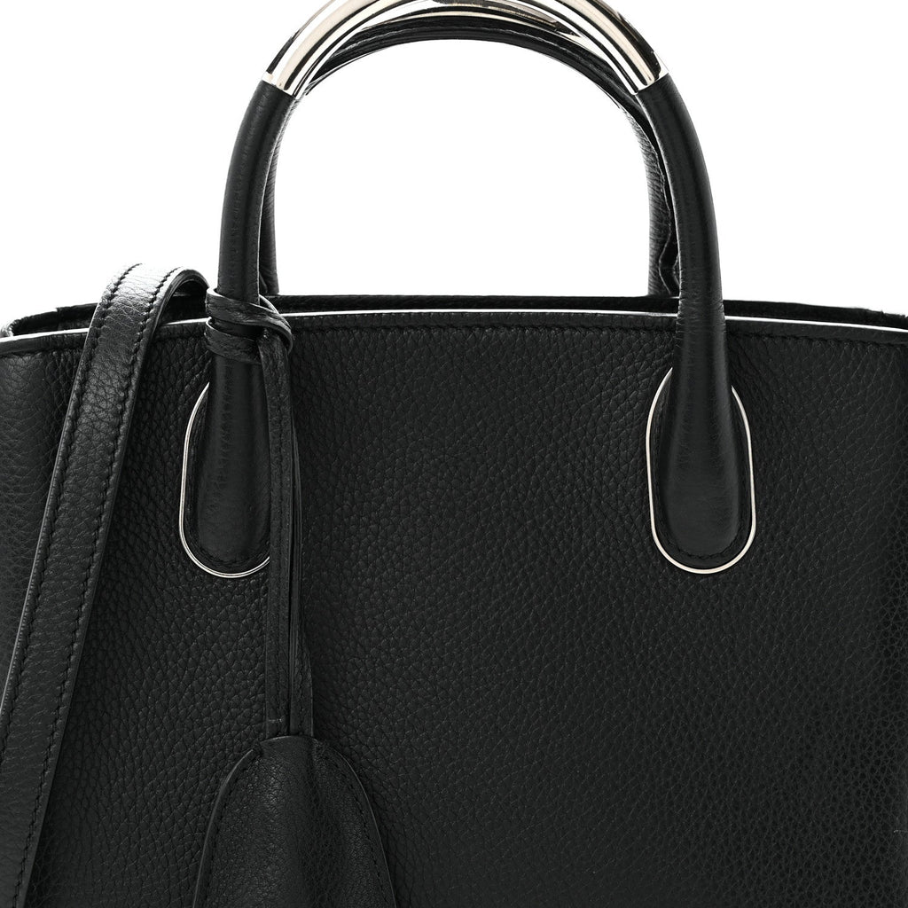 Grained Calfskin Small Open Bar Tote Black wholesalehk.shop