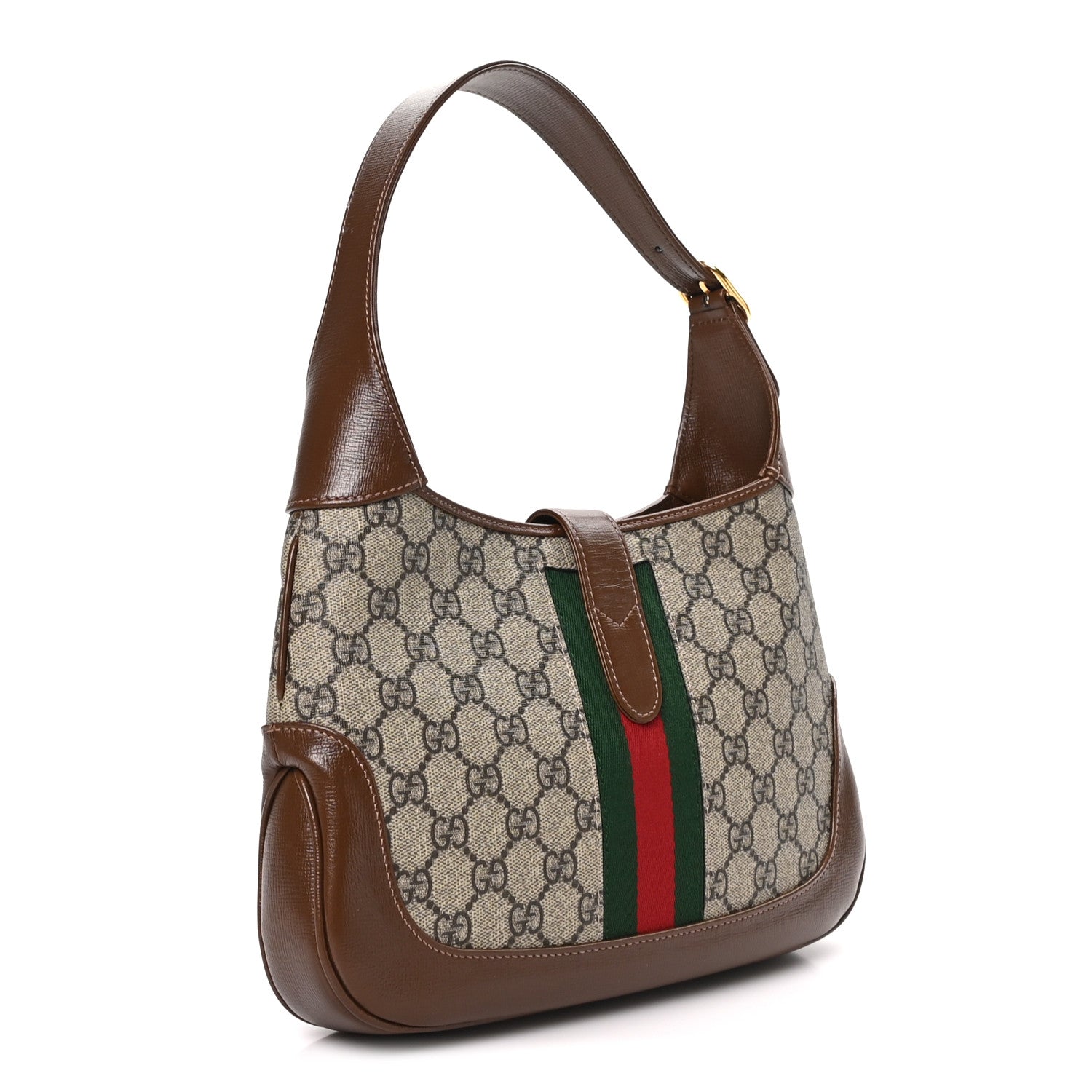 GG Supreme Monogram Azalea Calfskin Web Small Jackie 1961 Hobo Beige Ebony Brown Sugar £¨ Direct shipment via from wholesalehk.shop