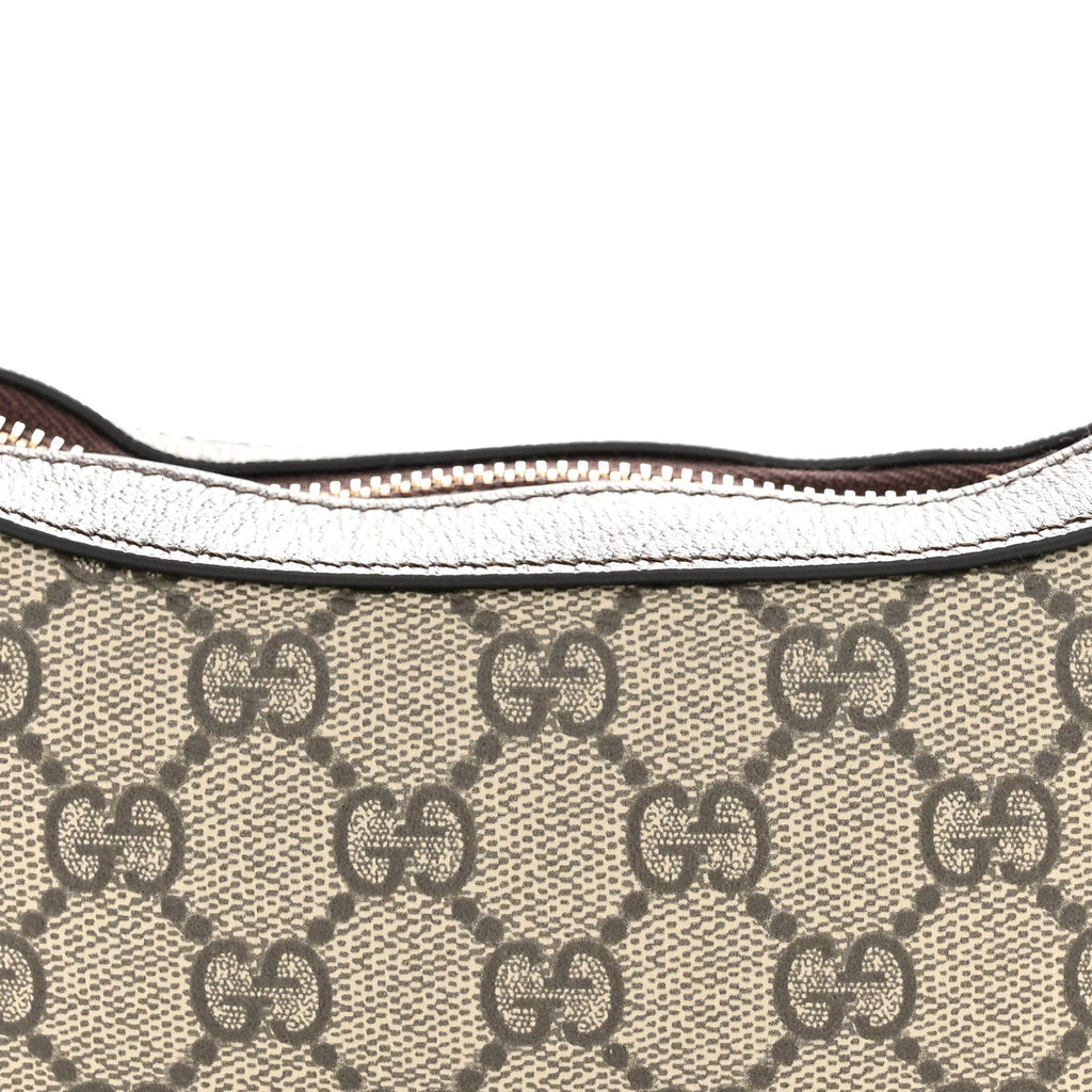 GG Supreme Monogram Textured Calfskin Web Mini Ophidia Half Moon Hobo Beige Ebony New Acero Beige Ebony New Acero wholesalehk.shop