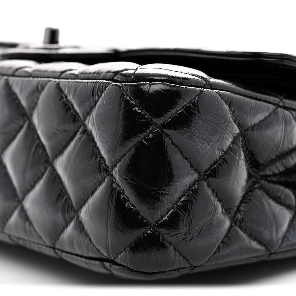 Shiny Crumpled Calfskin Quilted Medium Double Flap So Black wholesalehk.shop