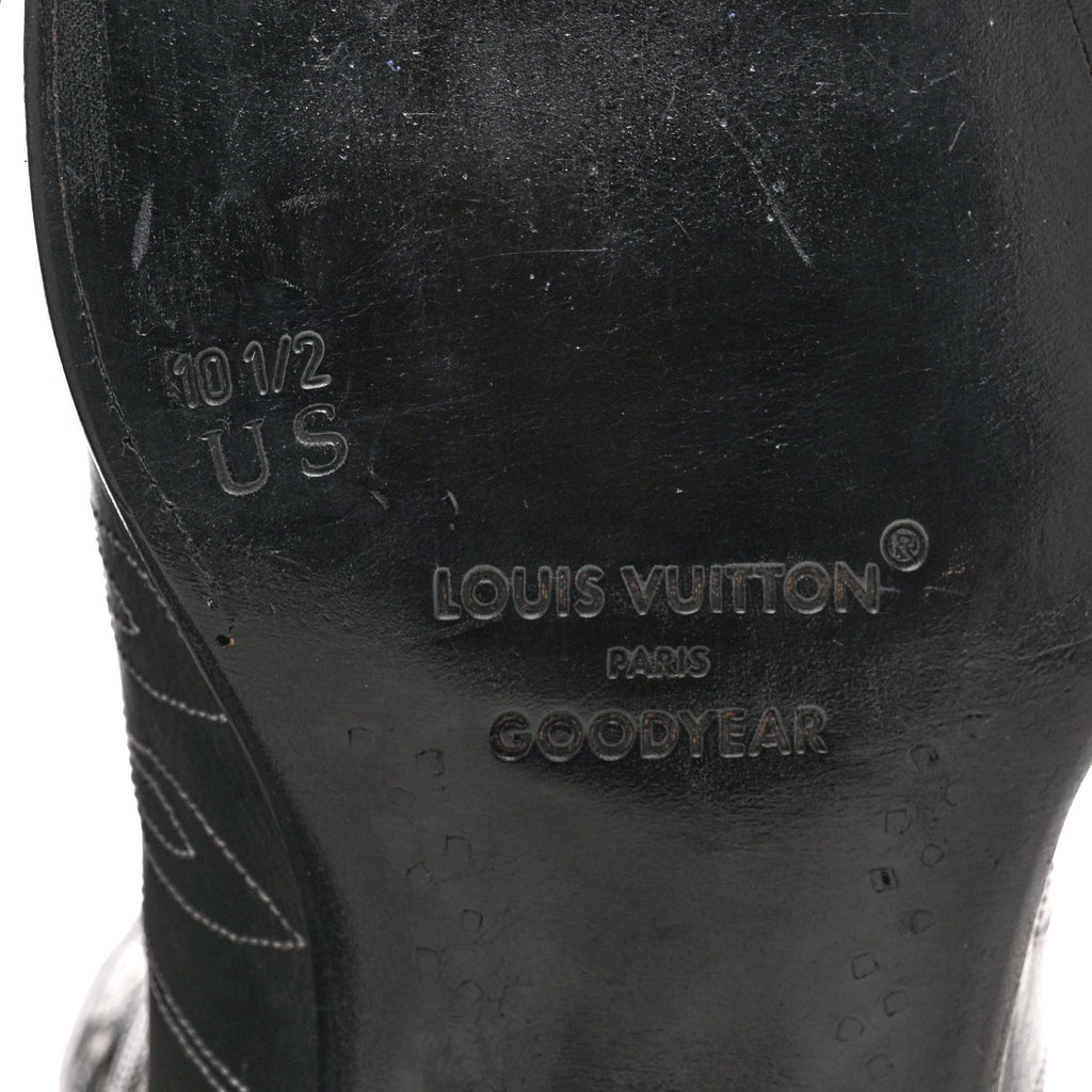 Calfskin LV Texan Mens Rider Boots 10.5 Black Silver £¨ Direct shipment via from wholesalehk.shop