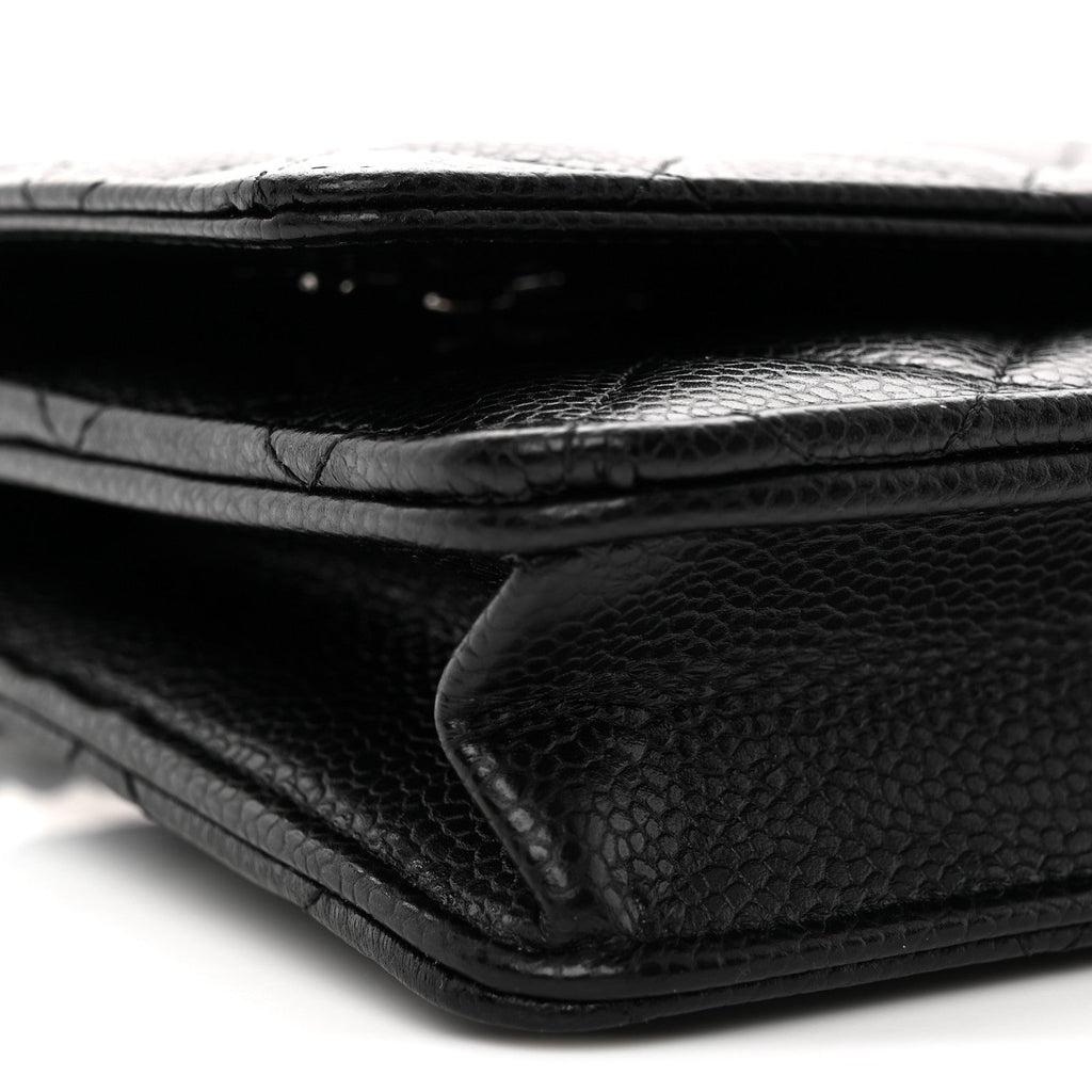 Caviar Quilted CC Turnlock Wallet On Chain WOC Black wholesalehk.shop