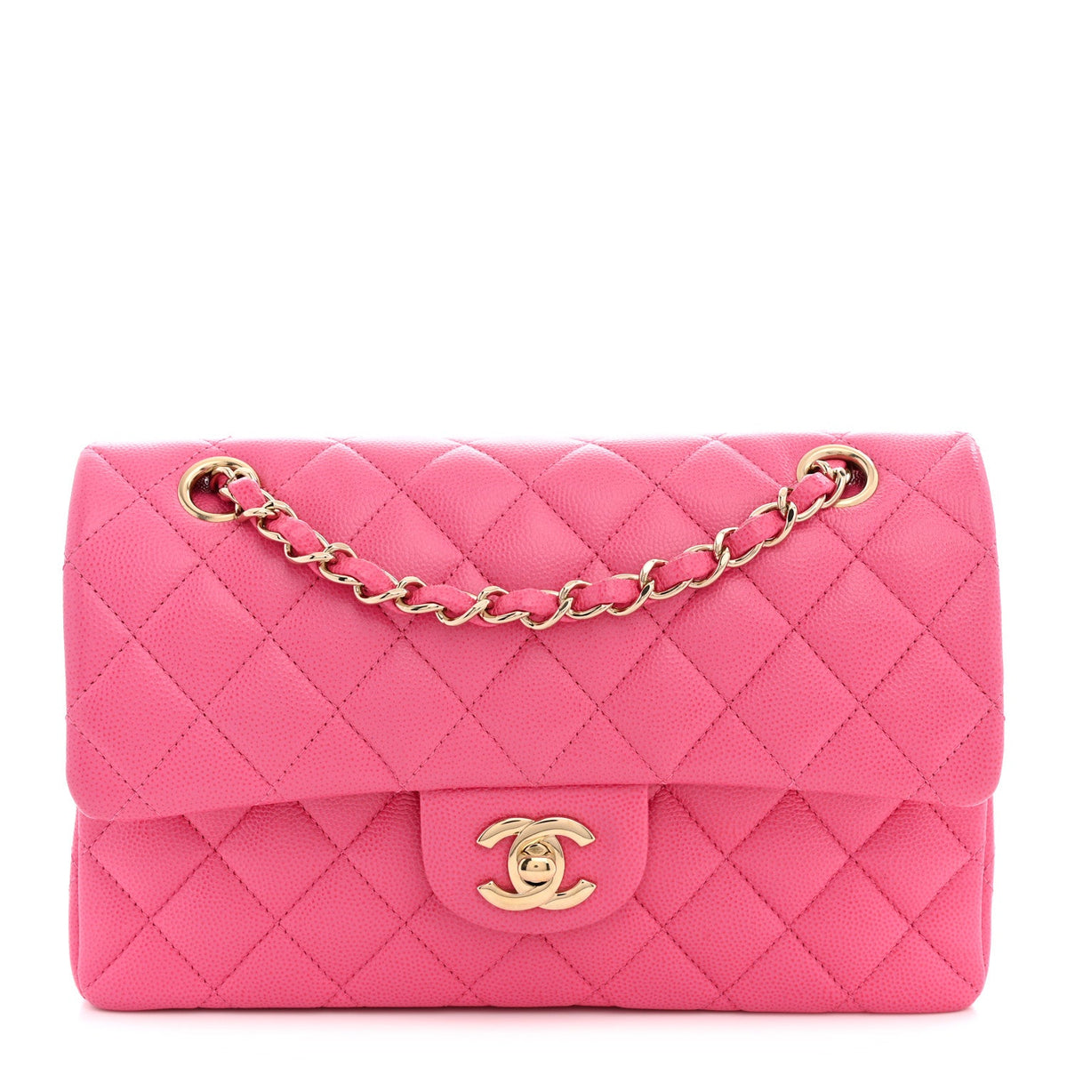 Caviar Quilted Small Double Flap Pink wholesalehk.shop